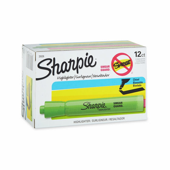 Sharpie 25026 Accent Tank-Style Highlighter, Fluorescent Green, 12-Pack