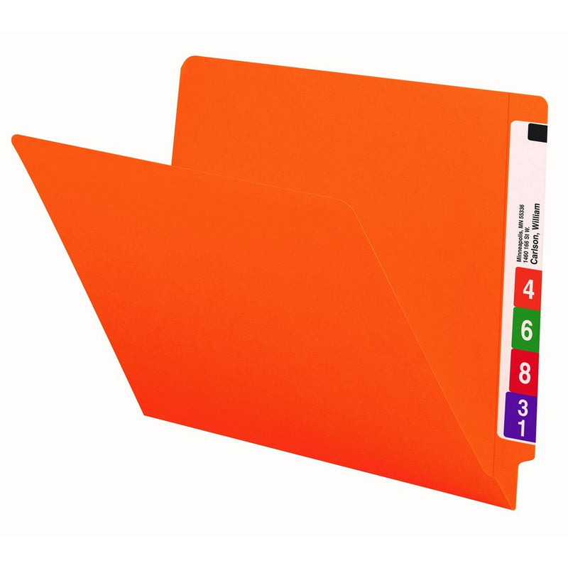 Smead End Tab File Folder, Shelf-Master Reinforced Straight-Cut Tab, Letter Size, Orange, 100 per Box (25510)