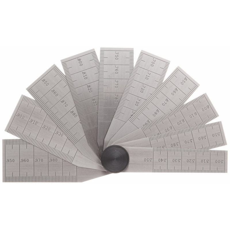 Starrett 269B Tempered Steel Taper Gauge, 0.500" - 1" Range, 0.001" Graduation, 2-3/4" Length, 10 Leaves
