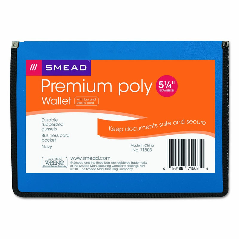 Smead Poly Premium Wallet, 5-1/4" Expansion, Letter Size, Navy Blue (71503)