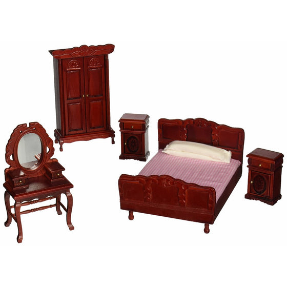 Melissa & Doug Classic Victorian Wooden and Upholstered Dollhouse Bedroom Furniture (5 pcs)