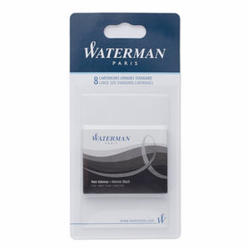 Waterman Standard Long Cartridges for Fountain Pens, Intense Black, Box of 8 (S0712991)