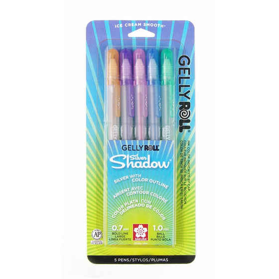 Sakura 58530 5-Piece Gelly Roll Assorted Colors Silver Shadow Pen Set