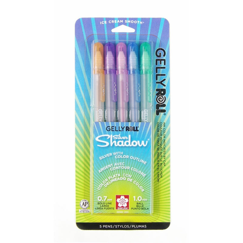 Sakura 58530 5-Piece Gelly Roll Assorted Colors Silver Shadow Pen Set