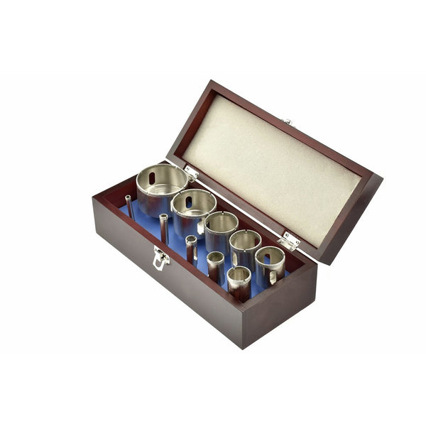 SE DH10HS 10-Piece Stone Diamond Hole Saw Set, Grit 80, Wooden Case Included