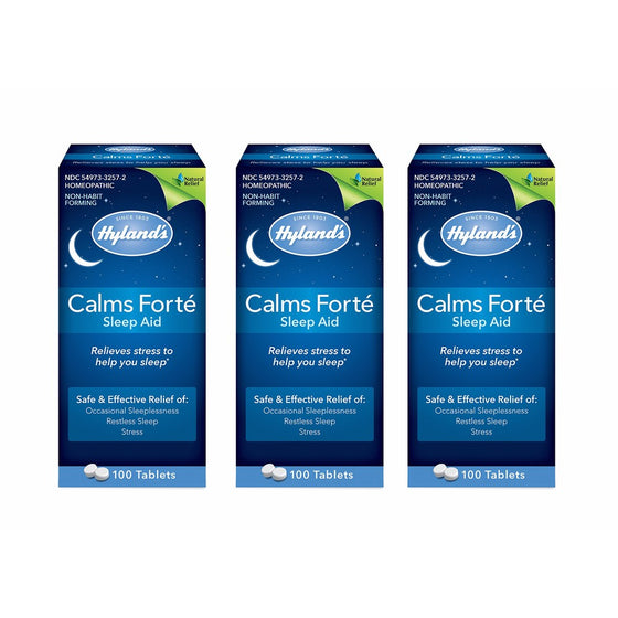 Hyland's Calms Forte' Sleep Aid Tablets, Natural Relief of Nervous Tension and Occasional Sleeplessness, 100 Tablets (Pack of 3)