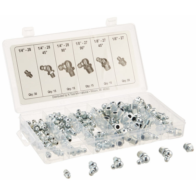 K-Tool International KTI-00074 Hydraulic Grease Fitting Assortment - 110 Piece
