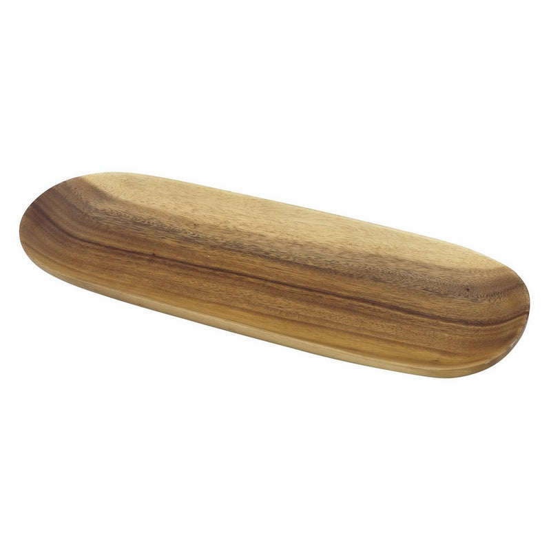 Pacific Merchants Acaciaware 16.5- by 5.5-Inch Acacia Wood Oval Baguette Serving Tray