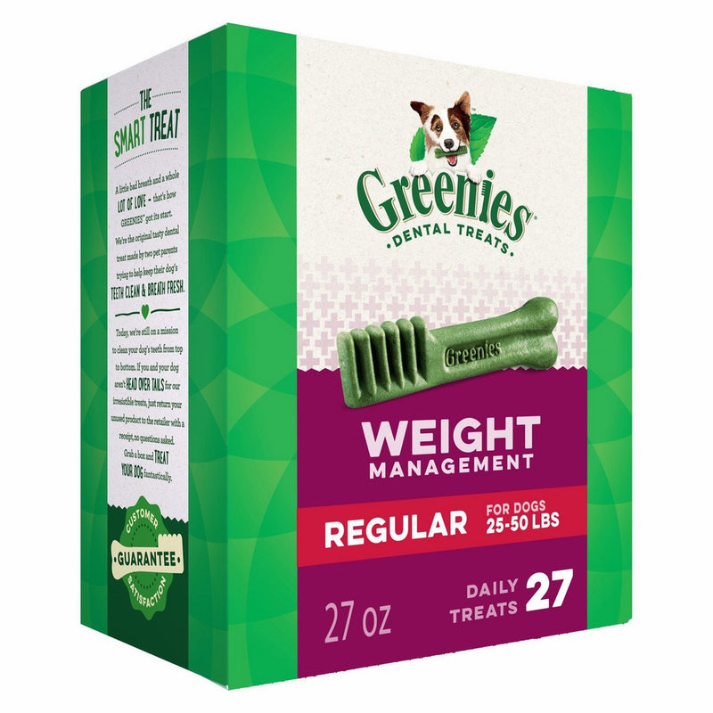 Greenies Weight Management Regular Size Dental Dog Treats, 27 oz. Pack (27 Treats)