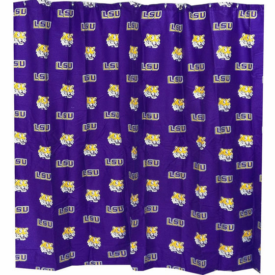 Louisiana State Tigers Printed Shower Curtain Cover - 70" X 72"