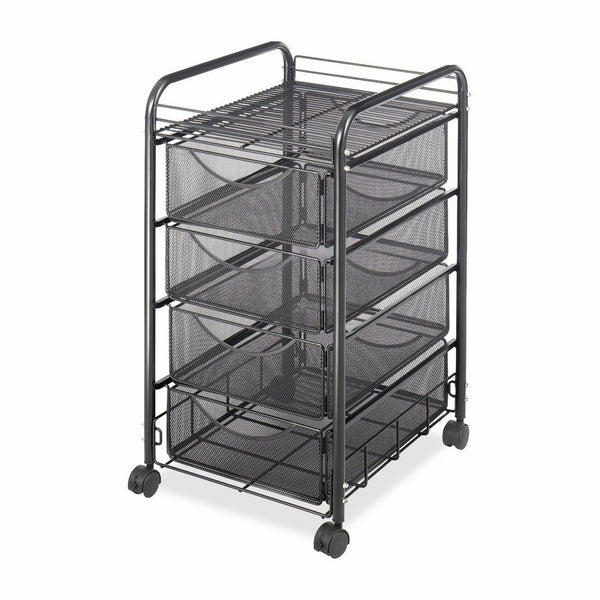 Safco Products 5214BL Onyx Mesh File Cart with 4 Storage Drawers, Black