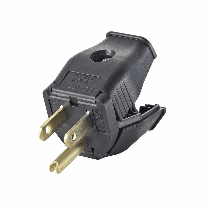 Leviton 3W101-E 2-Pole 3-Wire Grounding Plug, Black