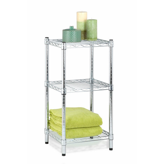 Honey-Can-Do SHF-02217 3-Tier Steel Wire Shelving Tower, Chrome, 14 by 15 by 30-Inch