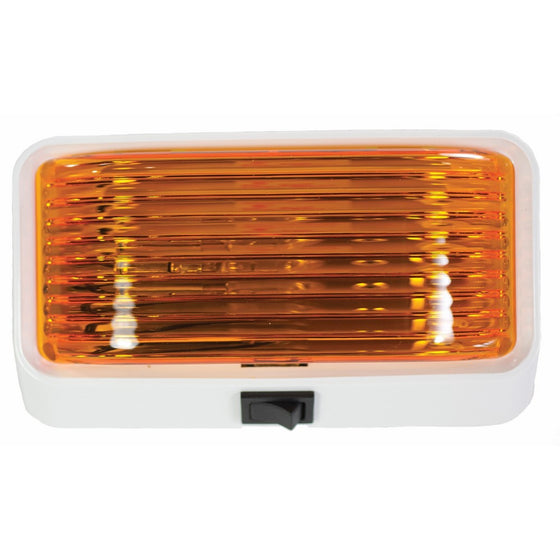 Arcon 18111 12V Universal Porch/Utility Light with Amber Lens, White Base with Switch