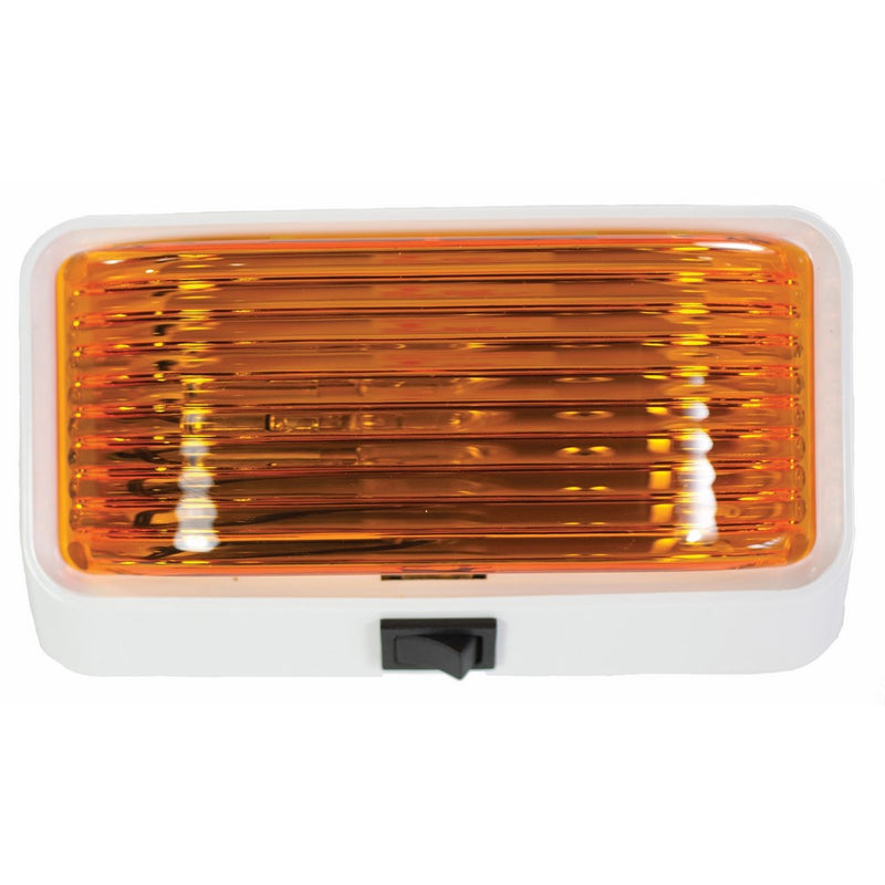 Arcon 18111 12V Universal Porch/Utility Light with Amber Lens, White Base with Switch