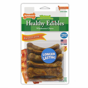 Nylabone Healthy Edibles Natural Dog Treats, Bacon, X-Small, 8 Count