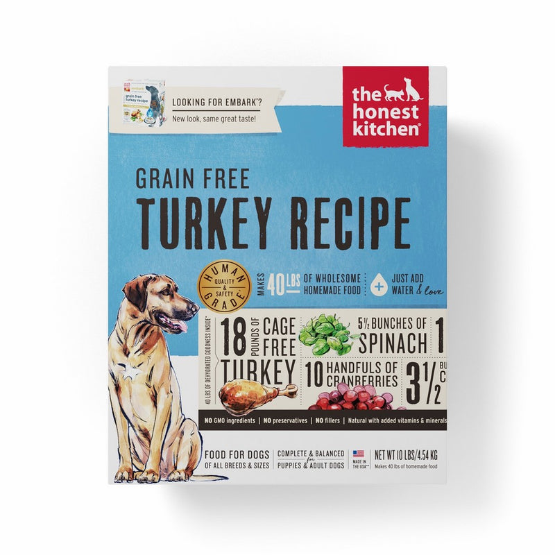 Honest Kitchen The Human Grade Dehydrated Grain Free Turkey Dog Food, 10 lb - Embark
