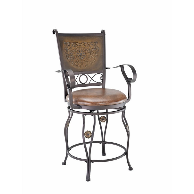 Powell Company Big and Tall Copper Stamped Back Counter Stool with Arms