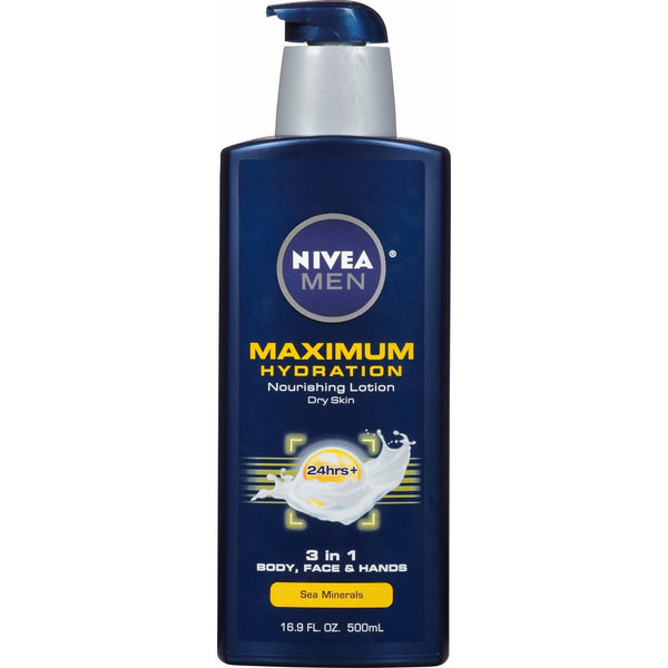 NIVEA Men Maximum Hydration 3 in 1 Nourishing Lotion 16.9 Fluid Ounce