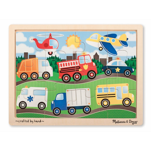 Melissa & Doug On The Road Wooden Jigsaw Puzzle With Storage Tray (12 pcs)