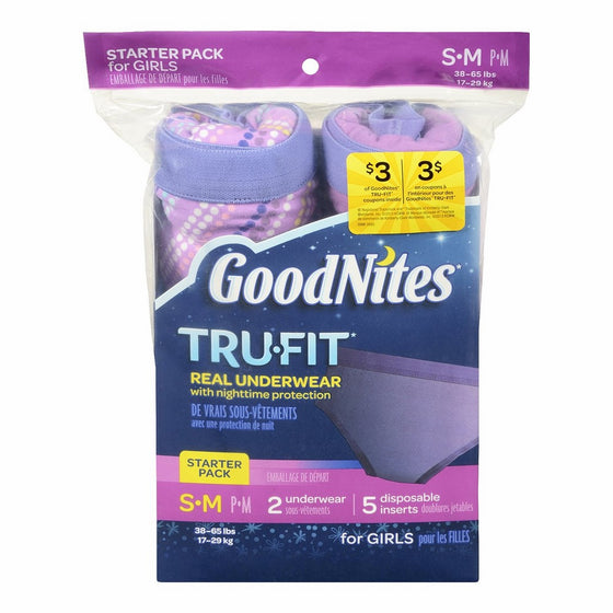 Goodnites Trufit Real Underwear for Girls, Starter Pack Size S-m