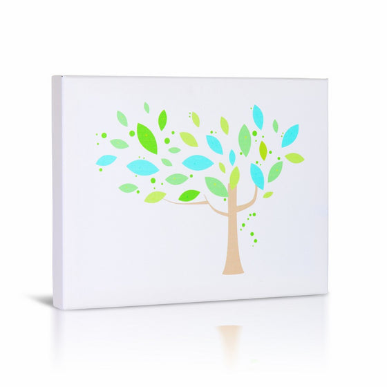 Green Frog Canvas Gallery Wrapped Art Decor, Tree and Shapes III