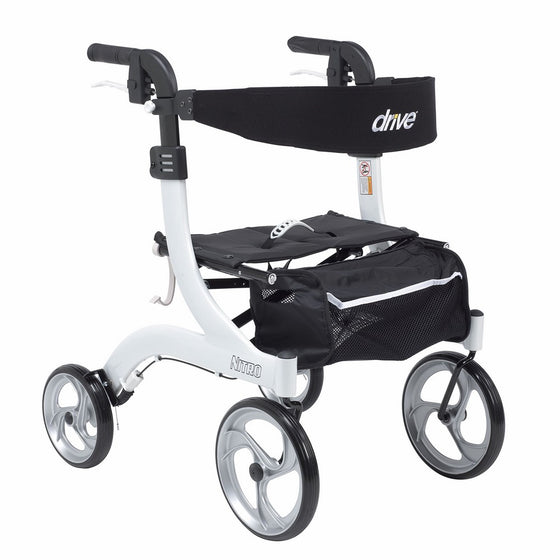 Drive Medical RTL10266WT-H Nitro Euro Style Walker Rollator, Petite, White