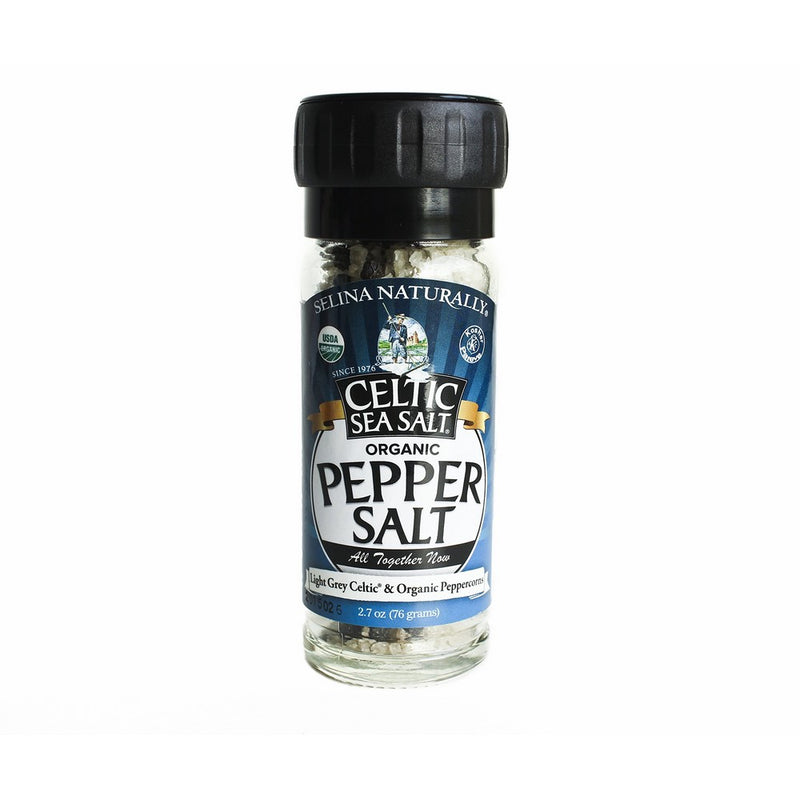 Celtic Sea Salt Organic Pepper and Salt Grinder, 2.7 Ounce