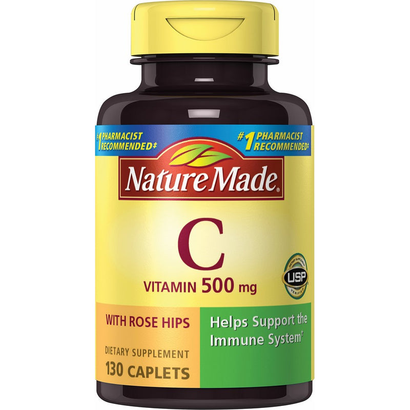 Nature Made Vitamin C 500 mg w. Rose Hips Caplets 130 Ct