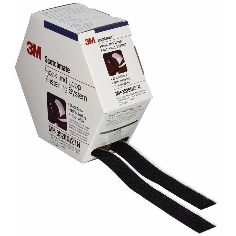 3M Scotchmate Hook and Loop Fastening System, 1-Inch by 5-Yard, Black