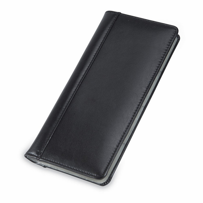 Samsill Regal Leather Business Card Holder with Padded Cover, Book Holds 96 Business or Credit Cards, Black