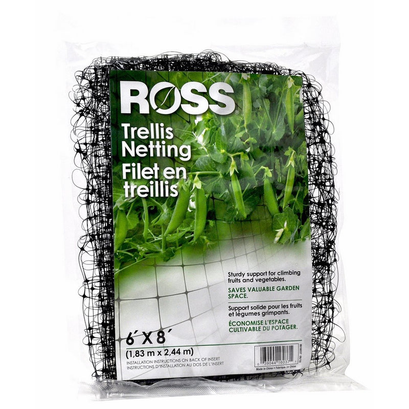 Ross Trellis Netting (Support for Climbing, Fruits, Vegetables and Flowers) Black Garden Netting, 6 feet x 8 feet