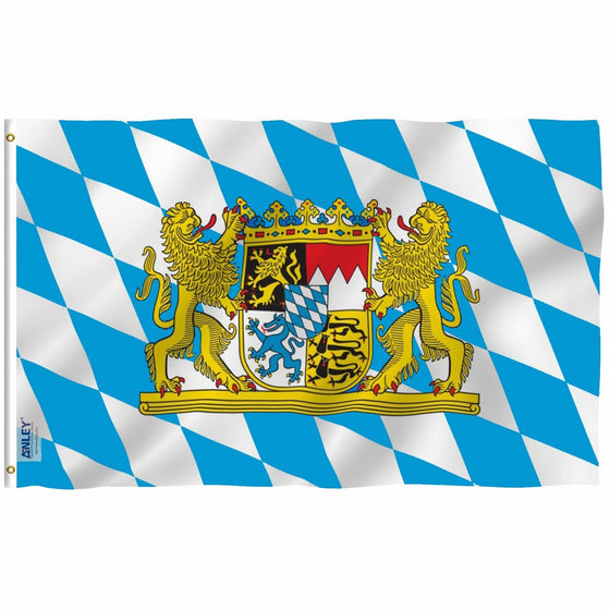 Anley Fly Breeze 3x5 Foot Bavaria with Lions Flag - Vivid Color and UV Fade Resistant - Canvas Header and Double Stitched - Bavarian Lion Crest Flags Polyester with Brass Grommets 3 X 5 Ft