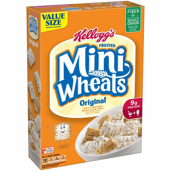 Frosted Mini-Wheats Kellogg's Breakfast Cereal, Original, Low Fat, Excellent Source of Fiber, Family Size, 24 oz Box