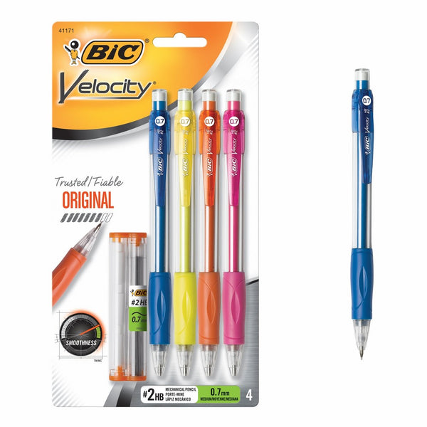 BIC Velocity Original Mechanical Pencil, Medium Point (0.7mm), 4-Count