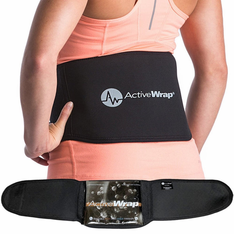 ActiveWrap Back Pain Support Wrap - Includes Reusable Hot Cold Therapy Pack - Lower Lumbar Brace for Sciatic Nerve Pain Relief (L/XL (35"-50"))