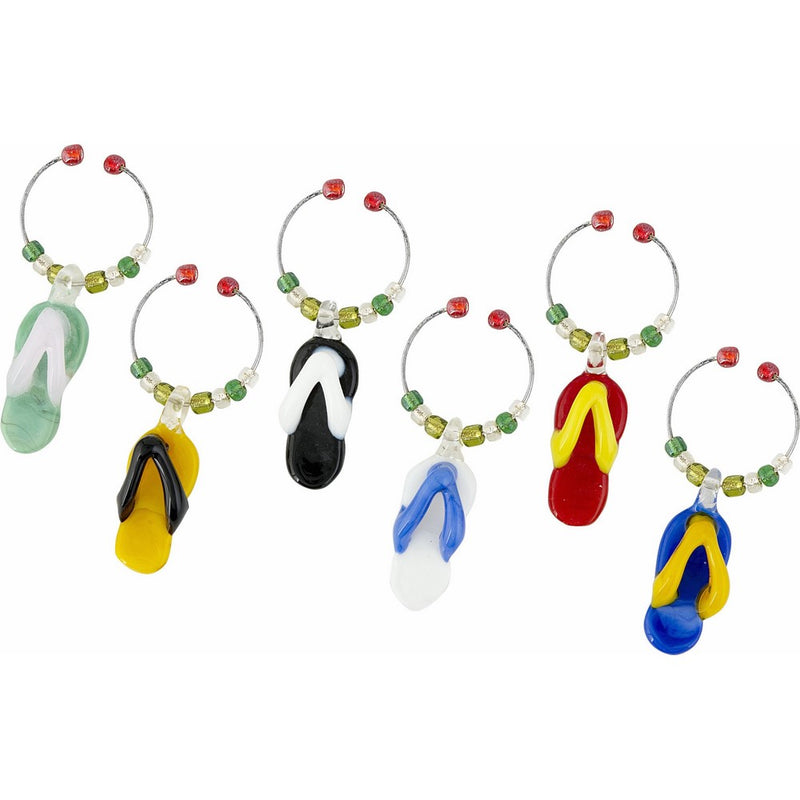 LS Arts Flip Flop Wine Glass Charms, 6-Piece