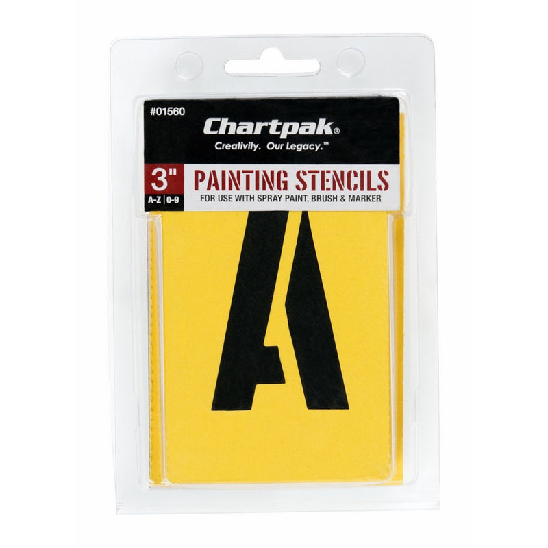 Chartpak Letter and Number Painting Stencils, A-Z and 0-9, 3 Inches H, 35 per Pack (01560)