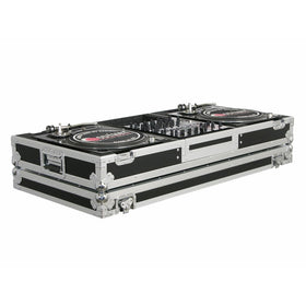 Odyssey FZBM12W Flight Zone Ata Dj Coffin With Wheels For A 12 Mixer And Two Turntables In Battle Position