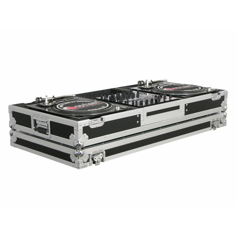 Odyssey FZBM12W Flight Zone Ata Dj Coffin With Wheels For A 12 Mixer And Two Turntables In Battle Position