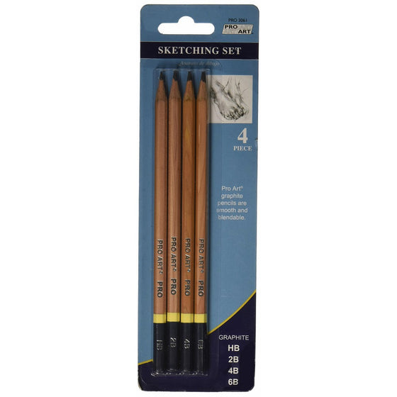 PRO ART 54119-197Pro-Art PA306100 Pro Art Sketching Pencils 4/Pkg-HB, 2B, 4B, 6B