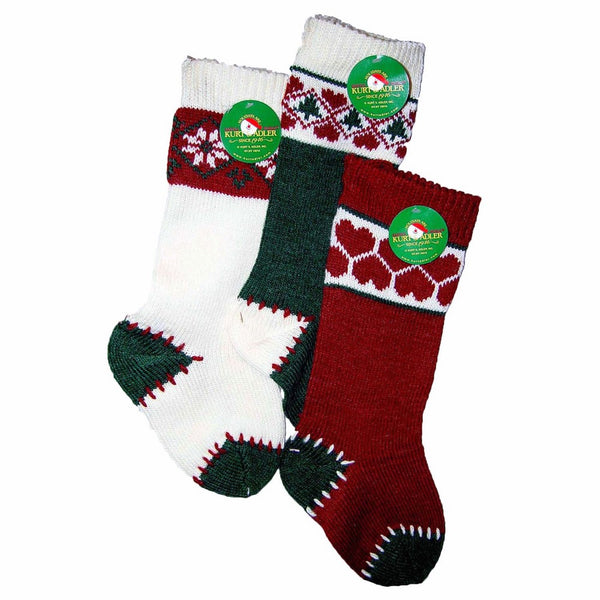 Kurt Adler Heavy Knit Stocking, 20X6- Inch, Set of 3, Red / Ivory / Green