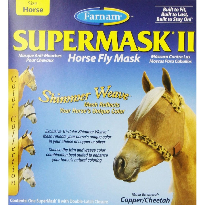 Farnam Supermask II Fly Mask Eye Care for Horse, Copper Mesh/Cheetah Trim