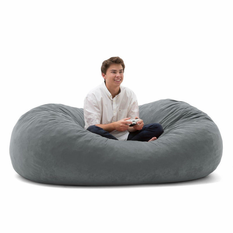 Big Joe XL Fuf Foam Filled Bean Bag Chair, Comfort Suede, Steel Grey