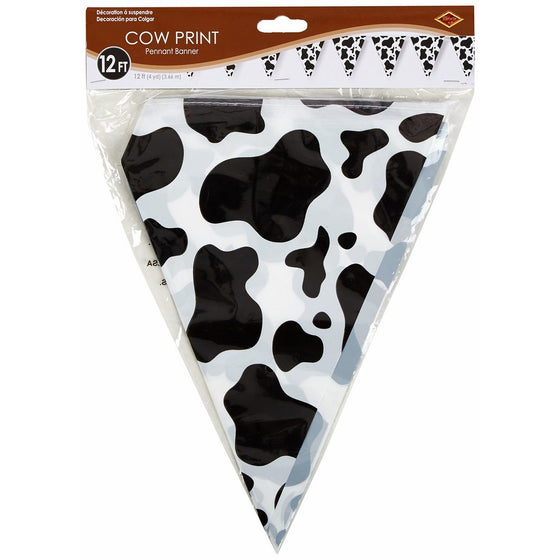 Cow Print Pennant Banner Party Accessory (1 count) (1/Pkg)