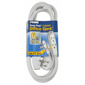 Prime Wire & Cable EC930706K 6-Foot 14/3 SJT 3-Outlet Office Cord, White