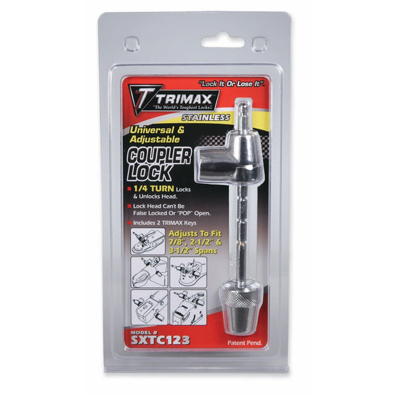 Trimax SXTC123 Stainless Steel Universal Coupler Lock for 7/8" - 3-1/2" Span