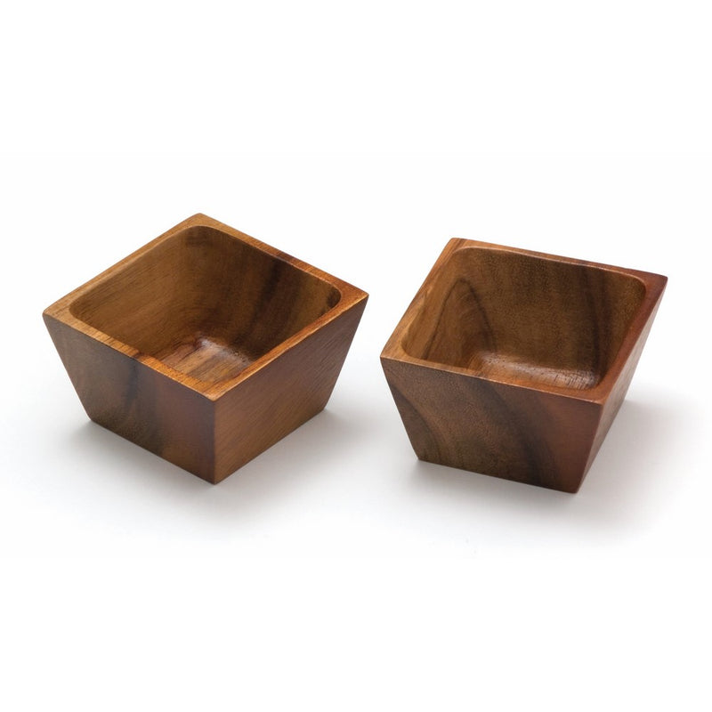 Lipper International 1100-2 Acacia Wood Square Salt Pinch or Serving Bowls, 3" x 3" x 2-1/2", Set of 2