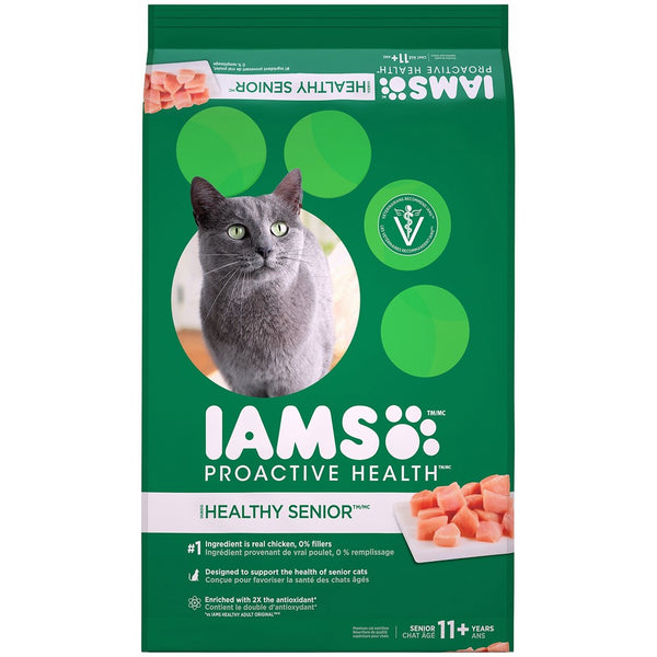 Iams PROACTIVE HEALTH Healthy Senior (11 Years Old and Older) Chicken Recipe Dry Cat Food, (1) 16 Pound Bag, Cat Food, Real Chicken in Every Bite