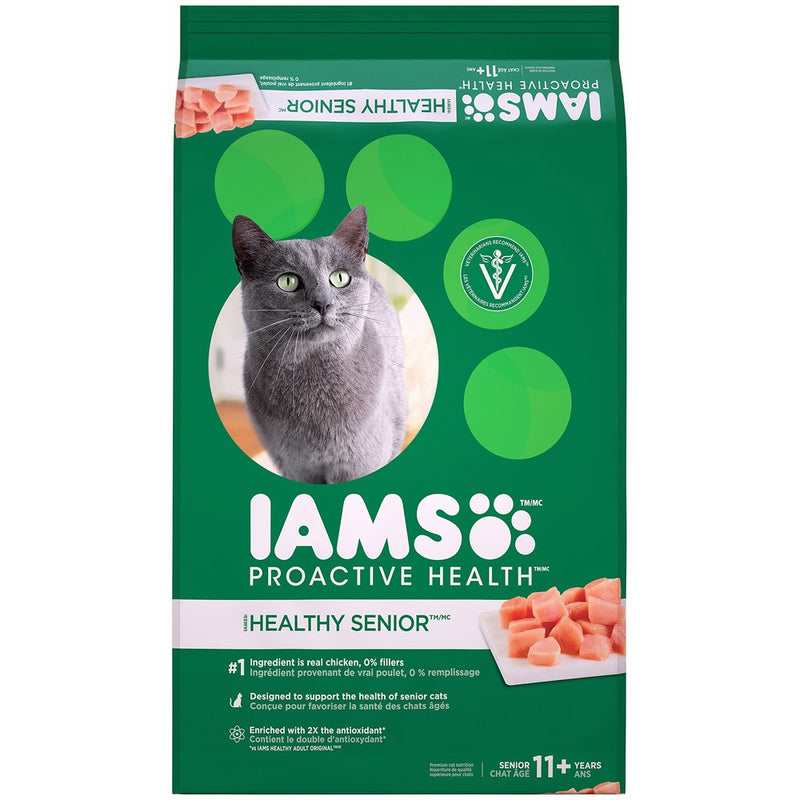 Iams PROACTIVE HEALTH Healthy Senior (11 Years Old and Older) Chicken Recipe Dry Cat Food, (1) 16 Pound Bag, Cat Food, Real Chicken in Every Bite